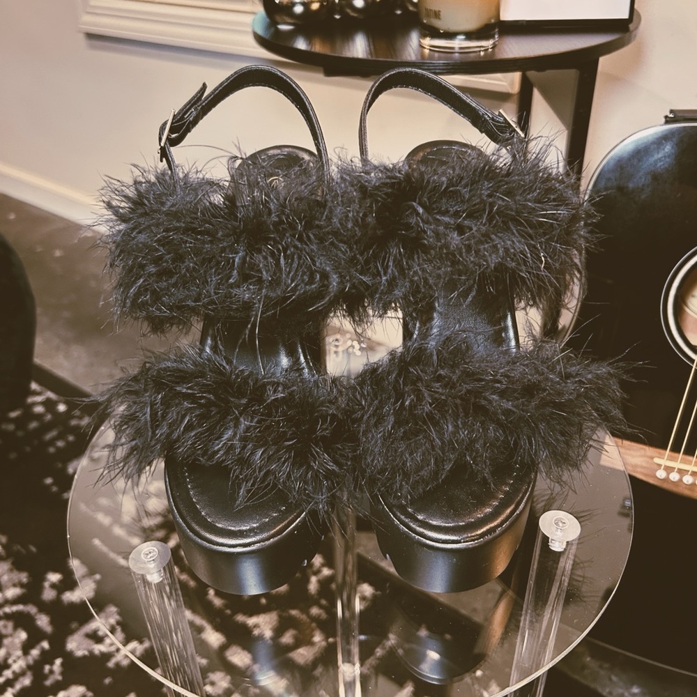 Platform Feather Heels | Mata X Dolls Kill | SIZE 9 - Picture 2 of 6